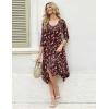 image:imageZeagoo Midi Dresses Women 2026 Spring Dress 34 Sleeve Casual Dresses with Pockets A Line Summer Beach SundressRed Printing