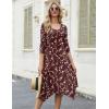 image:imageZeagoo Midi Dresses Women 2026 Spring Dress 34 Sleeve Casual Dresses with Pockets A Line Summer Beach SundressRed Printing
