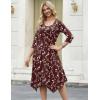 image:imageZeagoo Midi Dresses Women 2026 Spring Dress 34 Sleeve Casual Dresses with Pockets A Line Summer Beach SundressRed Printing