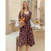 image:imageZeagoo Midi Dresses Women 2026 Spring Dress 34 Sleeve Casual Dresses with Pockets A Line Summer Beach SundressRed Printing