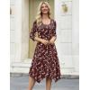 image:imageZeagoo Midi Dresses Women 2026 Spring Dress 34 Sleeve Casual Dresses with Pockets A Line Summer Beach SundressRed Printing