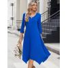 image:imageZeagoo Midi Dresses Women 2026 Spring Dress 34 Sleeve Casual Dresses with Pockets A Line Summer Beach SundressRoyal Blue