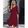 image:imageZeagoo Midi Dresses Women 2026 Spring Dress 34 Sleeve Casual Dresses with Pockets A Line Summer Beach SundressWine Red