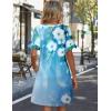 image:imageZeagoo Summer Casual Dresses for Women A Line Sun Dress Ruffle Short Sleeve V Neck Floral Tshirt Dress with PocketsBlue White Floral