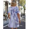 image:imageZeagoo Summer Casual Dresses for Women A Line Sun Dress Ruffle Short Sleeve V Neck Floral Tshirt Dress with PocketsGrey Floralprinted