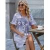 image:imageZeagoo Summer Casual Dresses for Women A Line Sun Dress Ruffle Short Sleeve V Neck Floral Tshirt Dress with PocketsGrey Floralprinted