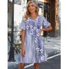 image:imageZeagoo Summer Casual Dresses for Women A Line Sun Dress Ruffle Short Sleeve V Neck Floral Tshirt Dress with PocketsGrey Floralprinted