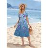 image:imageZeagoo Summer Dress for Women Casual Floral Midi Sundress with Pockets V Neck Pleated Short Sleeve Aline Beach Vacation DressAfloral3