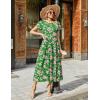 image:imageZeagoo Summer Dresses for Women 2026 Maxi Bohemian Floral Short Sleeve Long Dress Casual Flowy Tired Beach Sundress01adh594