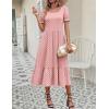 image:imageZeagoo Summer Dresses for Women Flowy Casual Midi Dress Short Sleeve Tiered Dress Beach Vacation Sundresses with PocketsApink Dot