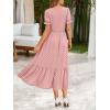 image:imageZeagoo Summer Dresses for Women Flowy Casual Midi Dress Short Sleeve Tiered Dress Beach Vacation Sundresses with PocketsApink Dot