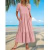 image:imageZeagoo Summer Dresses for Women Flowy Casual Midi Dress Short Sleeve Tiered Dress Beach Vacation Sundresses with PocketsApink Dot