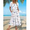 image:imageZeagoo Summer Dresses for Women Flowy Casual Midi Dress Short Sleeve Tiered Dress Beach Vacation Sundresses with PocketsAwhite Floral