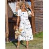 image:imageZeagoo Summer Dresses for Women Flowy Casual Midi Dress Short Sleeve Tiered Dress Beach Vacation Sundresses with PocketsAwhite Floral