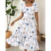 image:imageZeagoo Summer Dresses for Women Flowy Casual Midi Dress Short Sleeve Tiered Dress Beach Vacation Sundresses with PocketsAwhite Floral