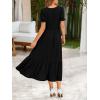 image:imageZeagoo Summer Dresses for Women Flowy Casual Midi Dress Short Sleeve Tiered Dress Beach Vacation Sundresses with PocketsBlack