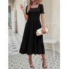 image:imageZeagoo Summer Dresses for Women Flowy Casual Midi Dress Short Sleeve Tiered Dress Beach Vacation Sundresses with PocketsBlack