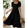 image:imageZeagoo Summer Dresses for Women Flowy Casual Midi Dress Short Sleeve Tiered Dress Beach Vacation Sundresses with PocketsBlack