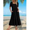 image:imageZeagoo Summer Dresses for Women Flowy Casual Midi Dress Short Sleeve Tiered Dress Beach Vacation Sundresses with PocketsBlack