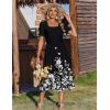 image:imageZeagoo Summer Dresses for Women Flowy Casual Midi Dress Short Sleeve Tiered Dress Beach Vacation Sundresses with PocketsBlack White Floral