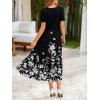 image:imageZeagoo Summer Dresses for Women Flowy Casual Midi Dress Short Sleeve Tiered Dress Beach Vacation Sundresses with PocketsBlack White Floral