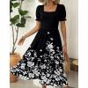 image:imageZeagoo Summer Dresses for Women Flowy Casual Midi Dress Short Sleeve Tiered Dress Beach Vacation Sundresses with PocketsBlack White Floral