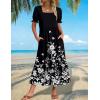 image:imageZeagoo Summer Dresses for Women Flowy Casual Midi Dress Short Sleeve Tiered Dress Beach Vacation Sundresses with PocketsBlack White Floral