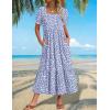 image:imageZeagoo Summer Dresses for Women Flowy Casual Midi Dress Short Sleeve Tiered Dress Beach Vacation Sundresses with PocketsBlue Dot