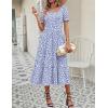 image:imageZeagoo Summer Dresses for Women Flowy Casual Midi Dress Short Sleeve Tiered Dress Beach Vacation Sundresses with PocketsBlue Dot