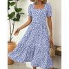 image:imageZeagoo Summer Dresses for Women Flowy Casual Midi Dress Short Sleeve Tiered Dress Beach Vacation Sundresses with PocketsBlue Dot