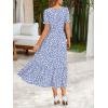 image:imageZeagoo Summer Dresses for Women Flowy Casual Midi Dress Short Sleeve Tiered Dress Beach Vacation Sundresses with PocketsBlue Dot