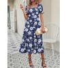 image:imageZeagoo Summer Dresses for Women Flowy Casual Midi Dress Short Sleeve Tiered Dress Beach Vacation Sundresses with PocketsFloralprinted