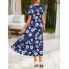 image:imageZeagoo Summer Dresses for Women Flowy Casual Midi Dress Short Sleeve Tiered Dress Beach Vacation Sundresses with PocketsFloralprinted