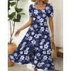 image:imageZeagoo Summer Dresses for Women Flowy Casual Midi Dress Short Sleeve Tiered Dress Beach Vacation Sundresses with PocketsFloralprinted