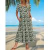 image:imageZeagoo Summer Dresses for Women Flowy Casual Midi Dress Short Sleeve Tiered Dress Beach Vacation Sundresses with PocketsGreenfloral