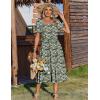 image:imageZeagoo Summer Dresses for Women Flowy Casual Midi Dress Short Sleeve Tiered Dress Beach Vacation Sundresses with PocketsGreenfloral