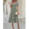 image:imageZeagoo Summer Dresses for Women Flowy Casual Midi Dress Short Sleeve Tiered Dress Beach Vacation Sundresses with PocketsGreenfloral