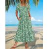 image:imageZeagoo Summer Dresses for Women Flowy Casual Midi Dress Short Sleeve Tiered Dress Beach Vacation Sundresses with PocketsGreenfloral1