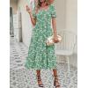 image:imageZeagoo Summer Dresses for Women Flowy Casual Midi Dress Short Sleeve Tiered Dress Beach Vacation Sundresses with PocketsGreenfloral1