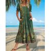 image:imageZeagoo Summer Dresses for Women Flowy Casual Midi Dress Short Sleeve Tiered Dress Beach Vacation Sundresses with PocketsGreenprinted