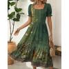 image:imageZeagoo Summer Dresses for Women Flowy Casual Midi Dress Short Sleeve Tiered Dress Beach Vacation Sundresses with PocketsGreenprinted