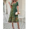 image:imageZeagoo Summer Dresses for Women Flowy Casual Midi Dress Short Sleeve Tiered Dress Beach Vacation Sundresses with PocketsGreenprinted