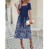 image:imageZeagoo Summer Dresses for Women Flowy Casual Midi Dress Short Sleeve Tiered Dress Beach Vacation Sundresses with PocketsNavy Blue Floral
