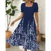 image:imageZeagoo Summer Dresses for Women Flowy Casual Midi Dress Short Sleeve Tiered Dress Beach Vacation Sundresses with PocketsNavy Blue Floral