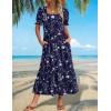 image:imageZeagoo Summer Dresses for Women Flowy Casual Midi Dress Short Sleeve Tiered Dress Beach Vacation Sundresses with PocketsNavy Blueprinted