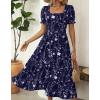 image:imageZeagoo Summer Dresses for Women Flowy Casual Midi Dress Short Sleeve Tiered Dress Beach Vacation Sundresses with PocketsNavy Blueprinted