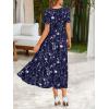 image:imageZeagoo Summer Dresses for Women Flowy Casual Midi Dress Short Sleeve Tiered Dress Beach Vacation Sundresses with PocketsNavy Blueprinted