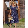 image:imageZeagoo Summer Dresses for Women Flowy Casual Midi Dress Short Sleeve Tiered Dress Beach Vacation Sundresses with PocketsNavy Blueprinted