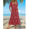 image:imageZeagoo Summer Dresses for Women Flowy Casual Midi Dress Short Sleeve Tiered Dress Beach Vacation Sundresses with PocketsRedfloral