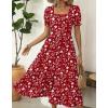 image:imageZeagoo Summer Dresses for Women Flowy Casual Midi Dress Short Sleeve Tiered Dress Beach Vacation Sundresses with PocketsRedfloral